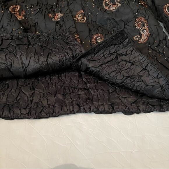 DB Spirt Crinkle Black Beaded Embroidered Party Event Jacket Vintage Size L - Picture 8 of 13